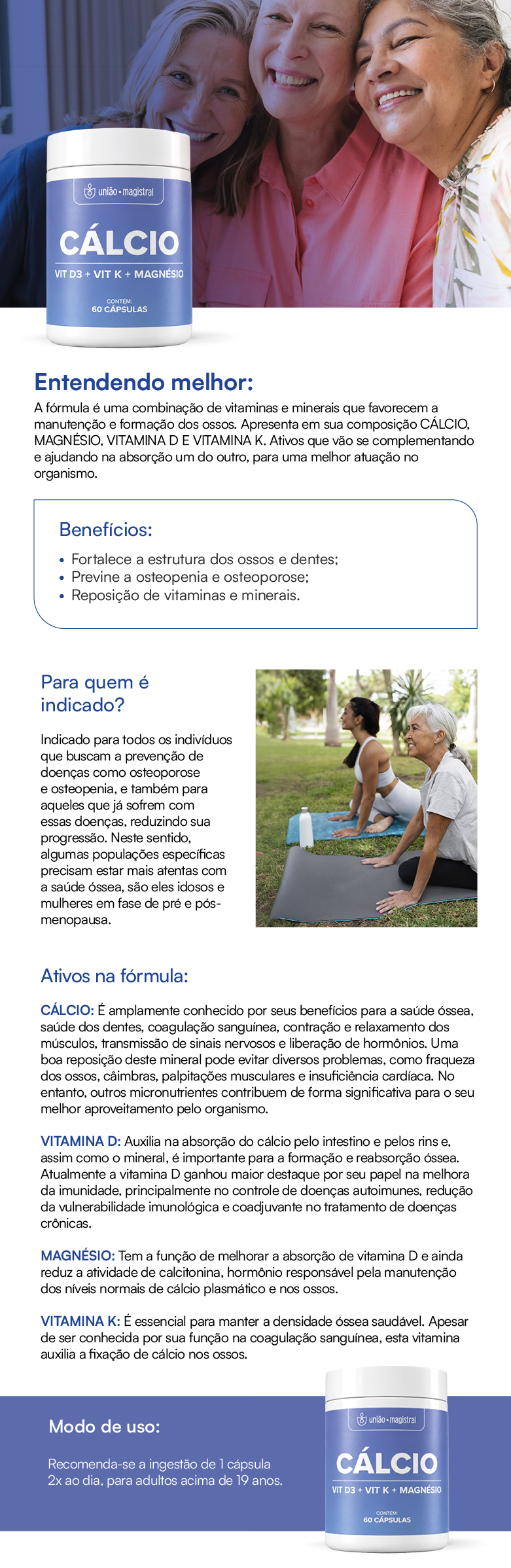 C&aacute;lcio, Magn&eacute;sio, Vitamina D3 e Vitamina K